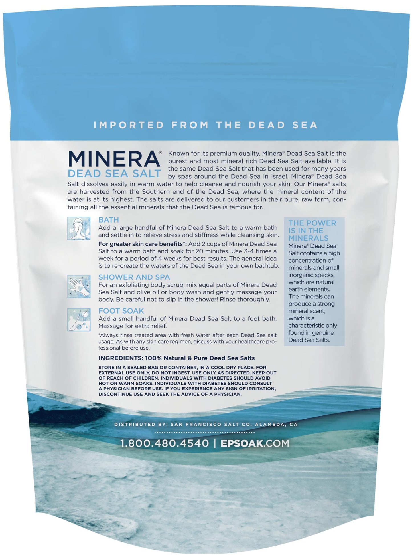 Minera Fine Grain Dead Sea Salt for Bath & Soaking – 15 lbs (3 x 5 lb Bags), Fast-Dissolving, 100% Pure & Natural, Unscented, Skin-Nourishing Bulk Sea Salt