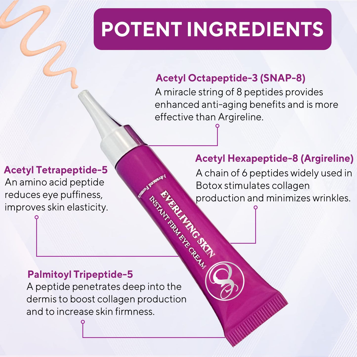 Everliving Skin Instant Firming & Tightening Eye Cream (12 ml) – Temporarily Reduces Under-Eye Bags, Puffiness, Wrinkles & Fine Lines for a Youthful Appearance with Results Lasting 8 Hours