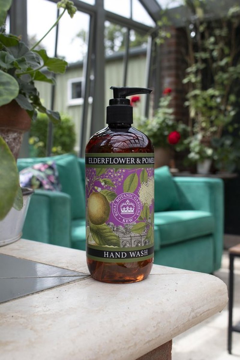 The English Soap Company Kew Gardens Luxury Hand and Body Wash, Refreshing Botanical Wash with a Rich Lather, Enriched with Soothing Aloe Vera and Vitamin E, Elderflower and Pomelo Scent 500ml