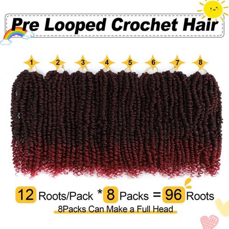 Passion Twist Hair 10 Inch 8 Packs, Pre Twisted Passion Twist Crochet Hair For Black Women, Pre Looped Passion Twist Curly Crochet Hair, Short Crochet Passion Twist Hair (10 Inch (Pack of 8), TBug#)