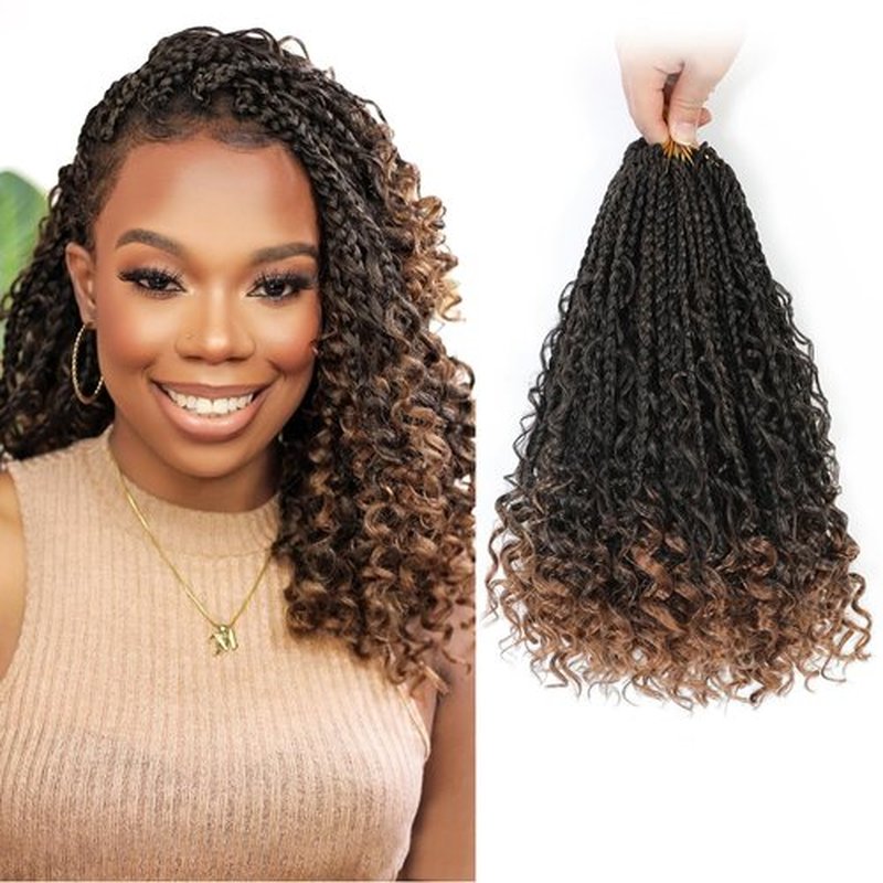 Fulcrum Goddess Box Braids Crochet Hair 10 Inch, 9 Packs Box Braids Crochet Hair for Women, Crochet Braids with Curly Ends (10Inch, T30#)