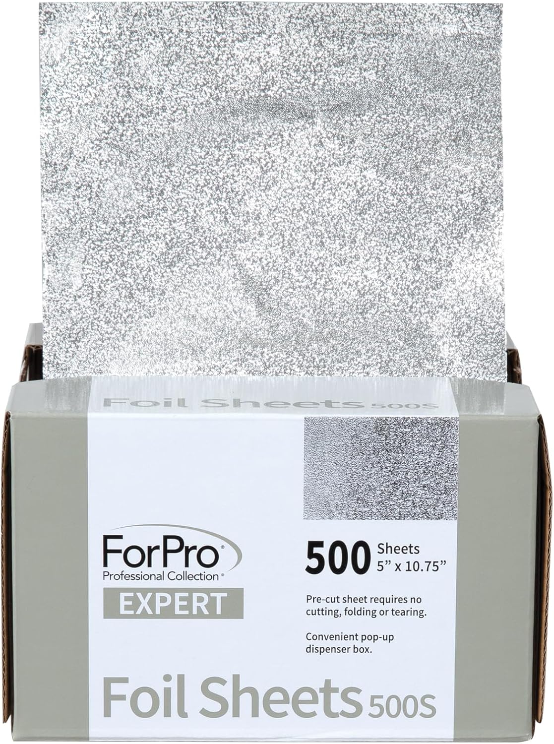 ForPro Expert Embossed Aluminum Foil Sheets 500S, Pop-Up Foil Dispenser, Hair & Food Safe, 5' W x 10.75' L, Pack of 2 (500-Count)