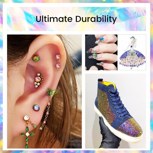 Novani Rhinestones 1440pcs SS20 Glass Rhinestones Crystal Flatback Gemstones for Crafts Nails Makeup Bags and Shoes Decoration（SS20, Rainbow）