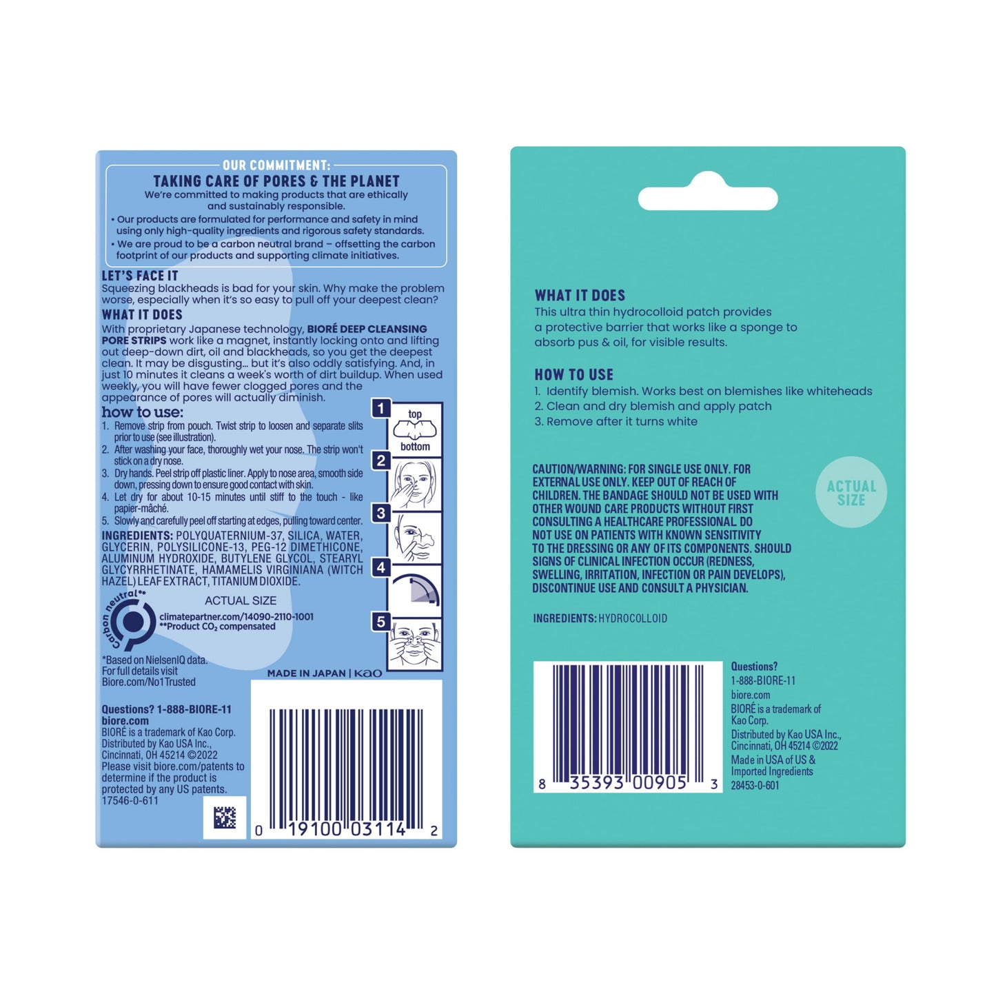 Biore Bundle of Bioré Original Blackhead Remover Strips, Deep Cleansing Nose Strips With Instant Pore Unclogging,14 Count Pimple Patches, Medical Grade Ultra-Thin Hydrocolloid, 30 count