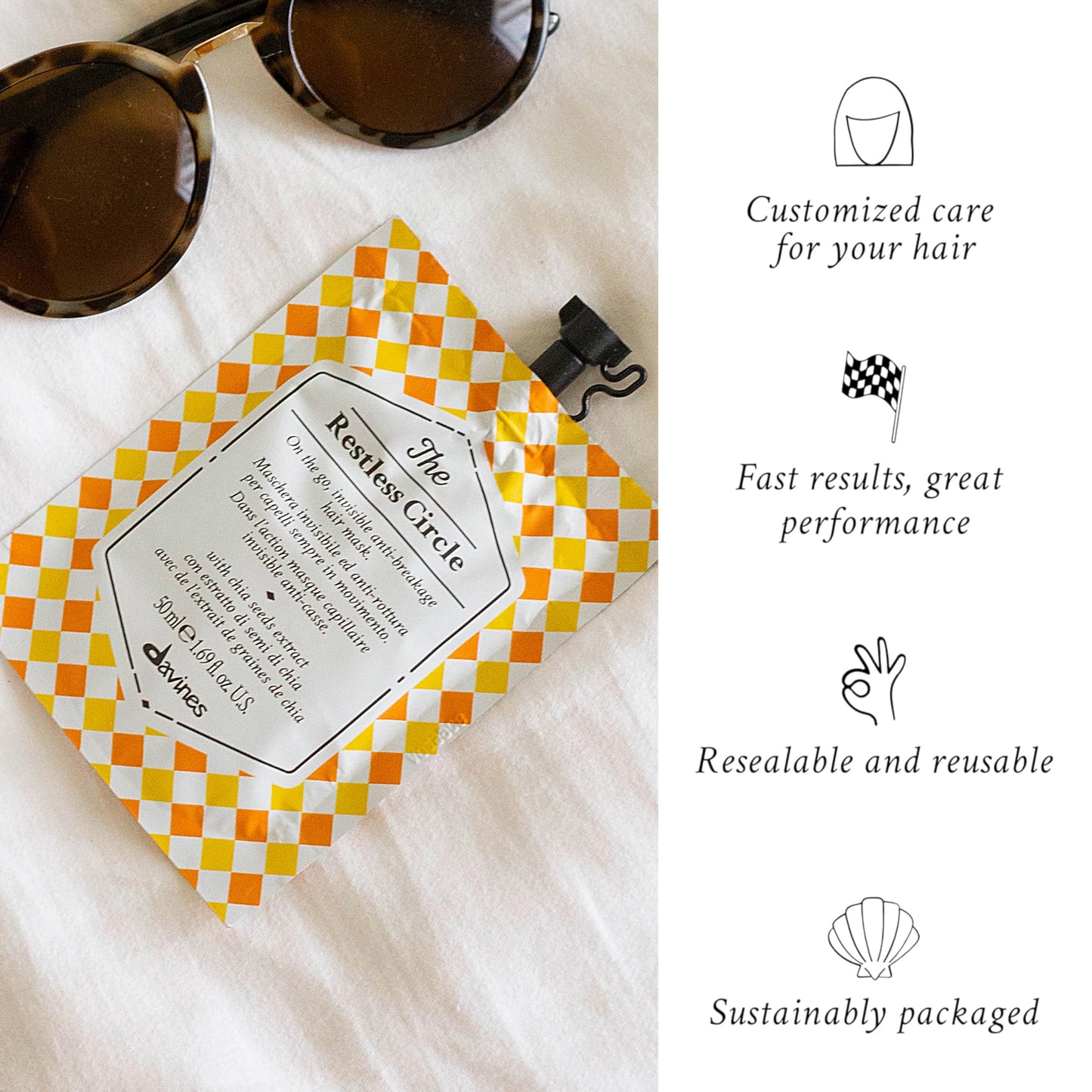 The Restless Circle On-the-go Invisible hair mask, for all hair types