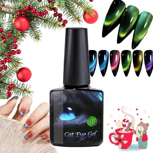 HAGUAN Cateyeslay Magnetic Gel Polish, Magnetic Gel Polish Cat Eye, CatEyeSlay Cat Eye Magnetic Nail Polish, Cat Eye Gel Nail Polish Set, For Home DIY Manicure Varnish Art Design (04)
