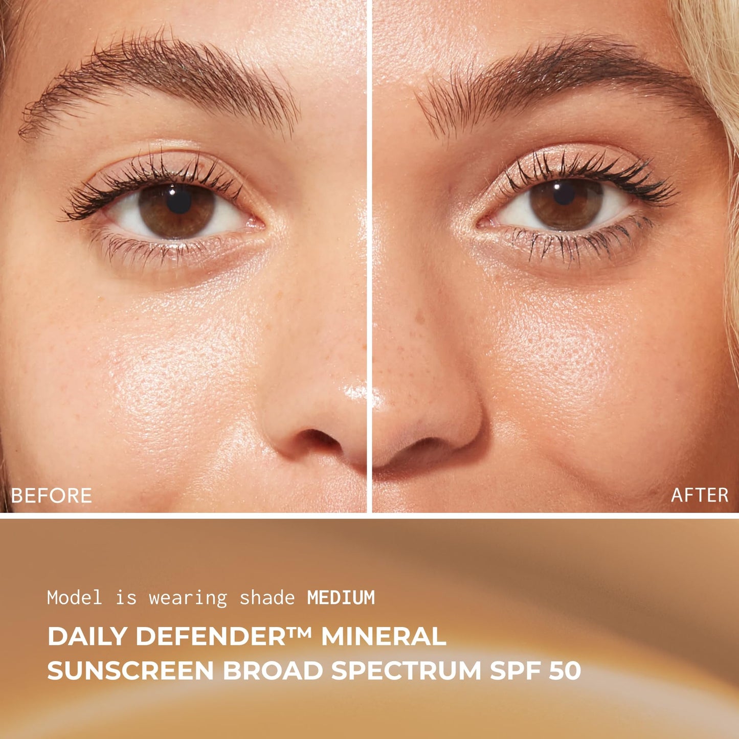 Bigger Than Beauty Skincare, Daily Defender Broad Spectrum SPF 50 Mineral Sunscreen with Hyaluronic Acid, Vitamin C & Niacinamide (as Vitamin B3), Lightweight UVA & UVB Protection, Skin Care, Untinted