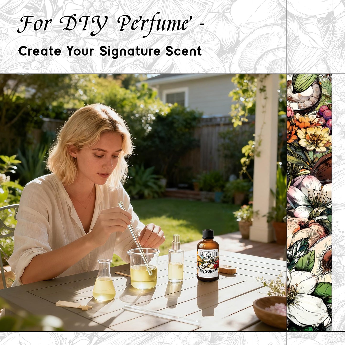 HIQILI Iris Sonnet Fragrance Oil, Premium Concentrated Scent for Home Diffuser, Perfume Balm Making, Linen Spray - 1 Fl Oz