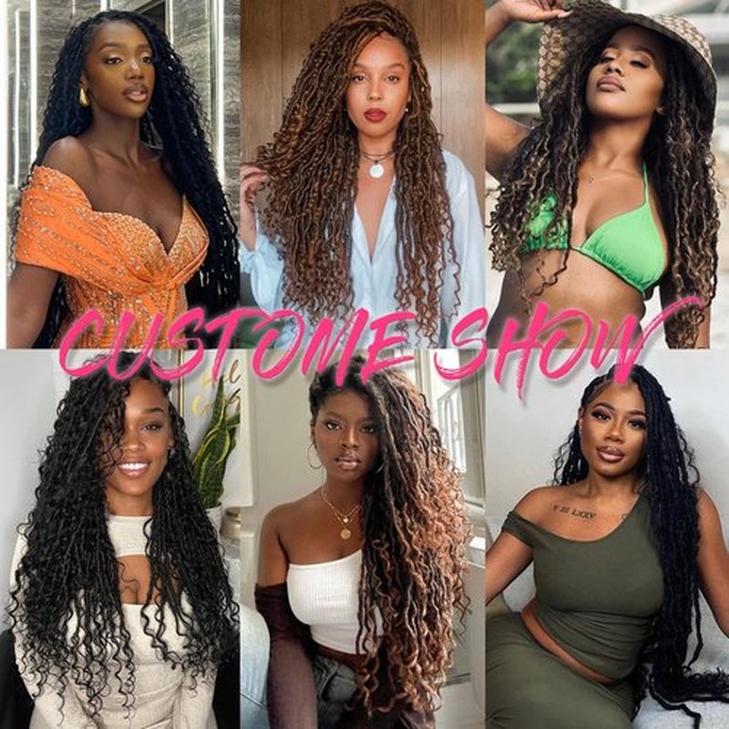 RuiYok 8Packs Goddess Locs Crochet Hair 12 Inch Ombre Faux Locs Crochet Hair with Curly Ends Pre-looped River Locs Crochet Hair Boho Hippie Locs Synthetic Hair Extensions(#1B3027)