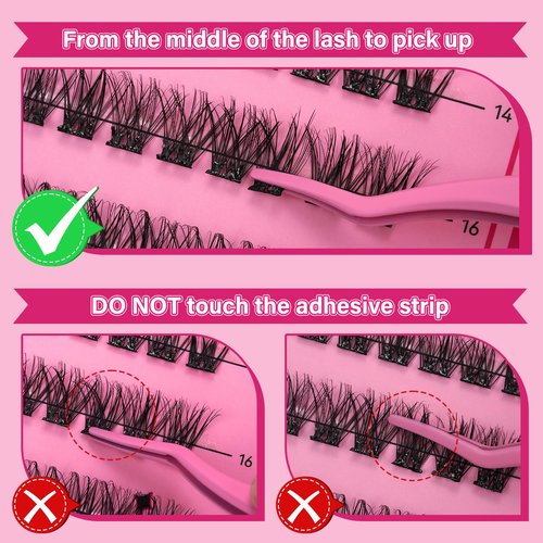 Self Adhesive Eyelashes 40Pcs Lash Clusters Self Stick Lashes Reusable Self-adhesive Lashes No Glue Cluster Lashes Easy for Use(Daisy,D-10-18mix)