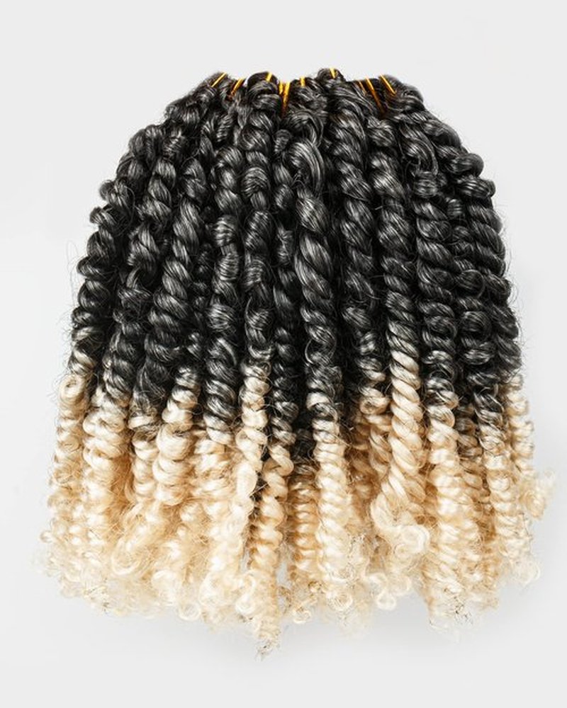 6 Inches 8 Packs Super Short Passion Twist Crochet Hair for Black Women and Kids-Ombre Gray to Off-white Pretwisted Hair Extension Braided by Spring Kinky Bohemian Curls(6"-8 Packs,TGray/613)