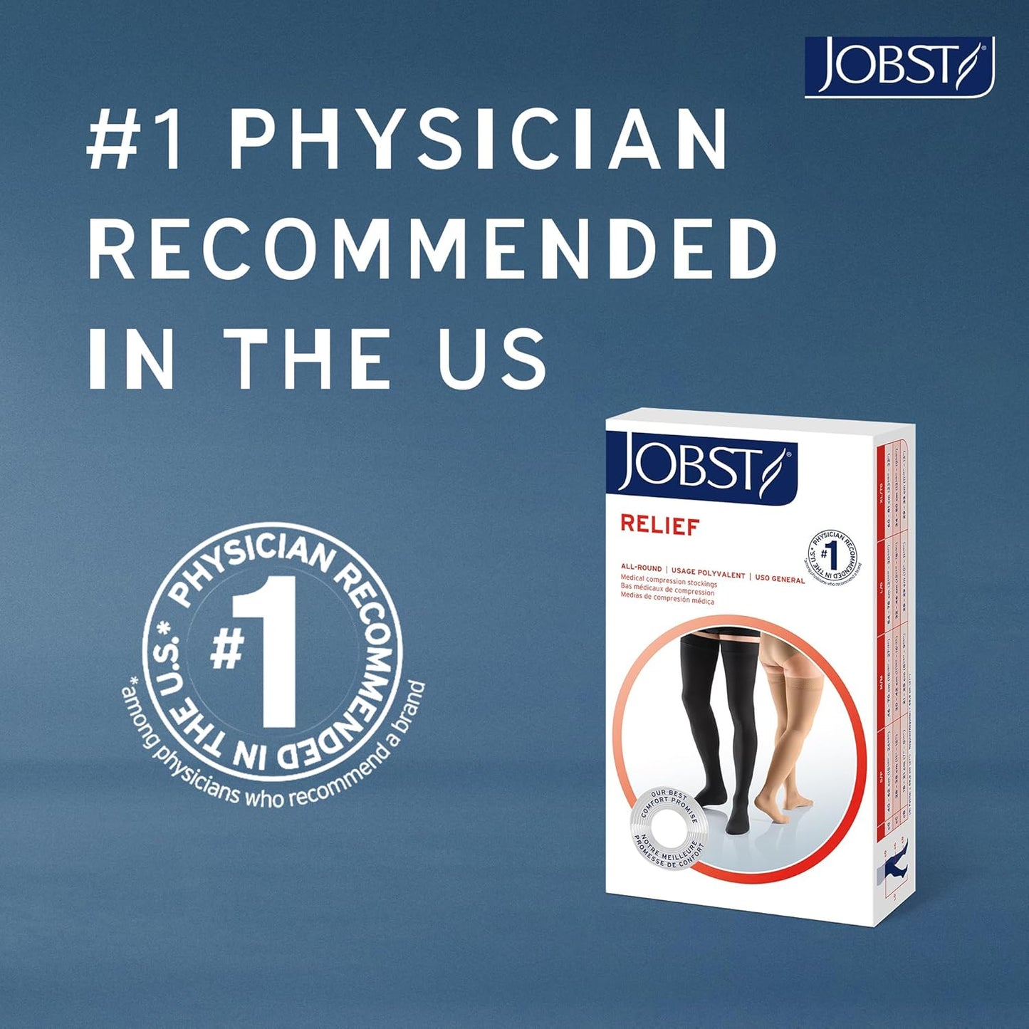 JOBST Relief Knee High Compression Socks 20-30mmHg - Comfortable Unisex Closed Toe