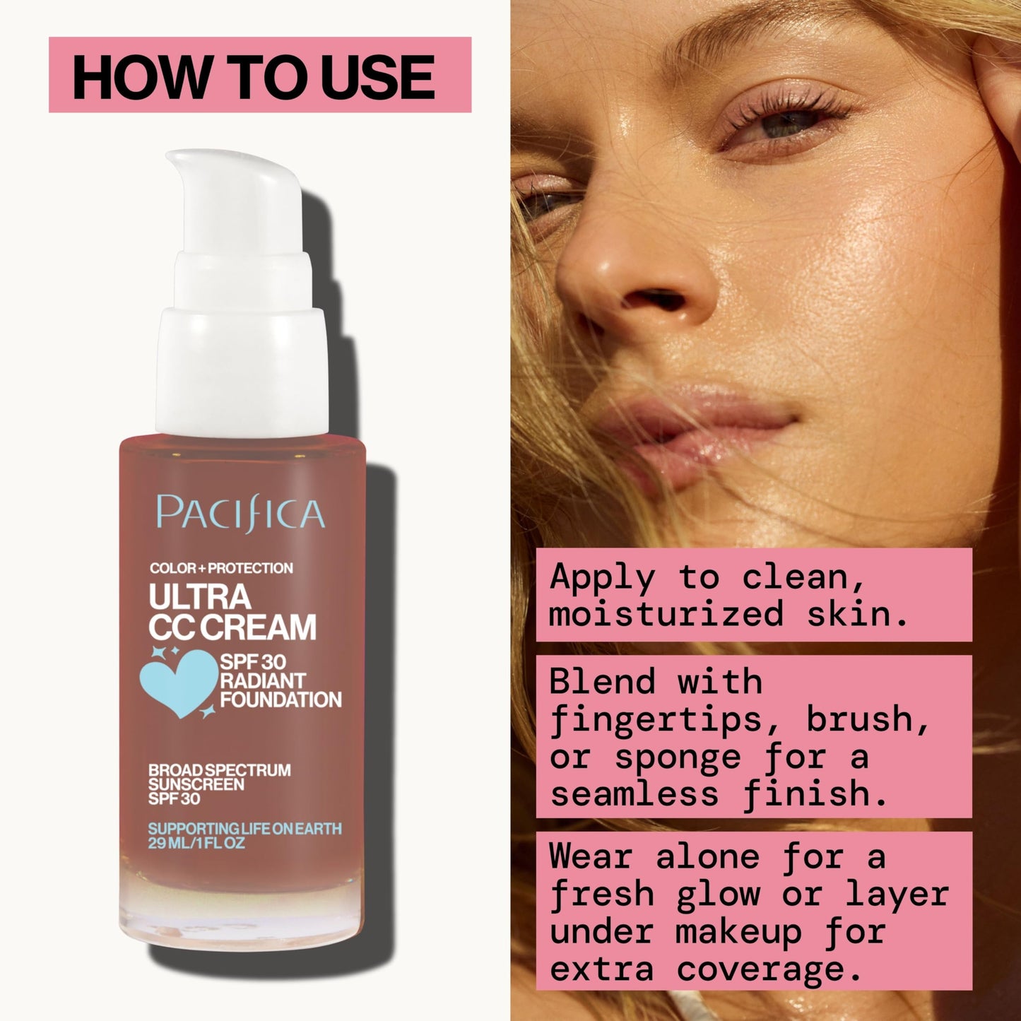 Pacifica Ultra CC Cream Radiant Foundation SPF 17 - Cool-Deep – Medium Coverage Color Correcting Cream, Dewy Finish, Mineral SPF, 1 oz