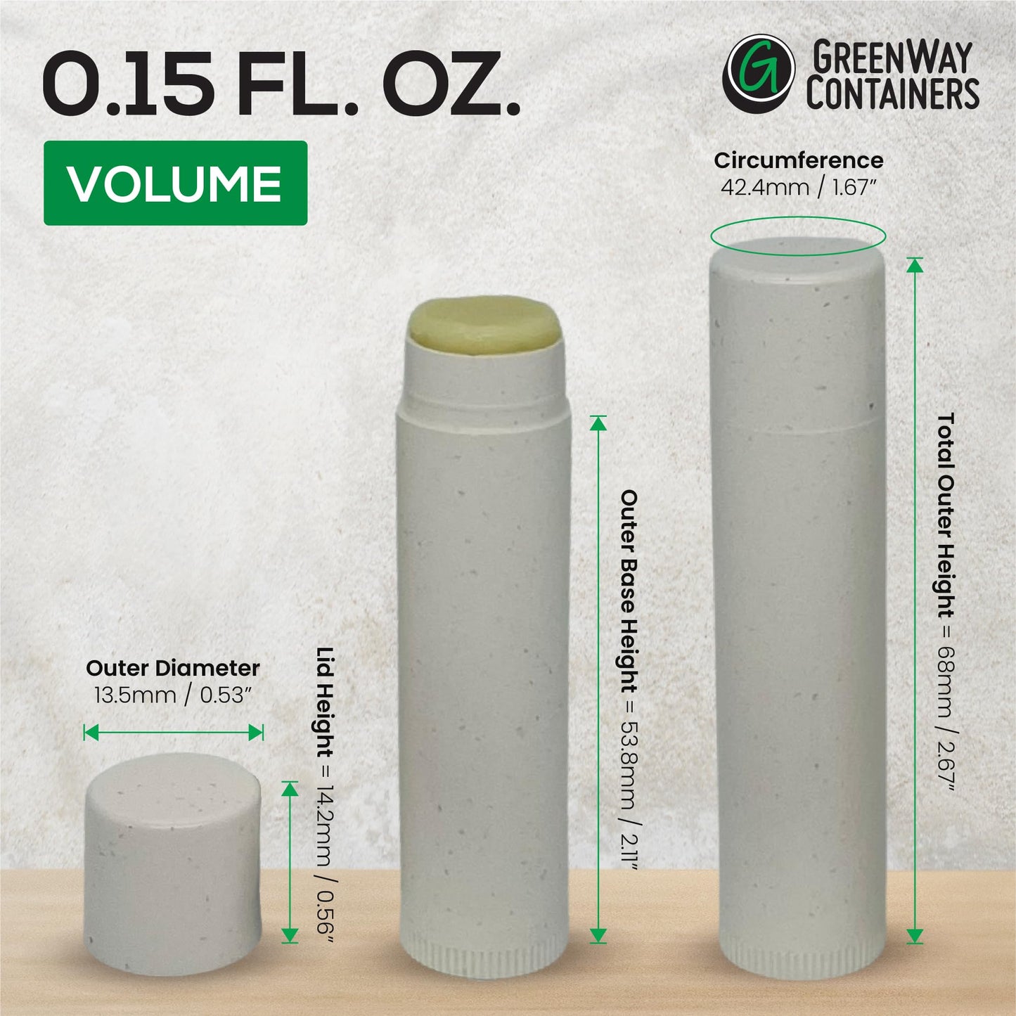 GreenWay 0.15oz / 4.25g Bamboo Lip Balm Tubes with Lids - 50 Pack Twisting Empty Chapstick Tubes - Plastic-free Refillable Lip Gloss Tube - Eco-Friendly DIY Cosmetic Containers – White