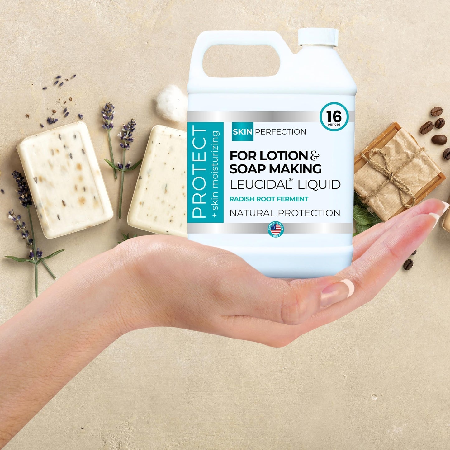 Skin Perfection Leucidal Liquid - Natural Radish Root Preservative for Lotion Making Alternative with Vitamin C Serum & Hyaluronic Acid Body Lotion Water-Soluble DIY Skincare Serums Creams 16oz