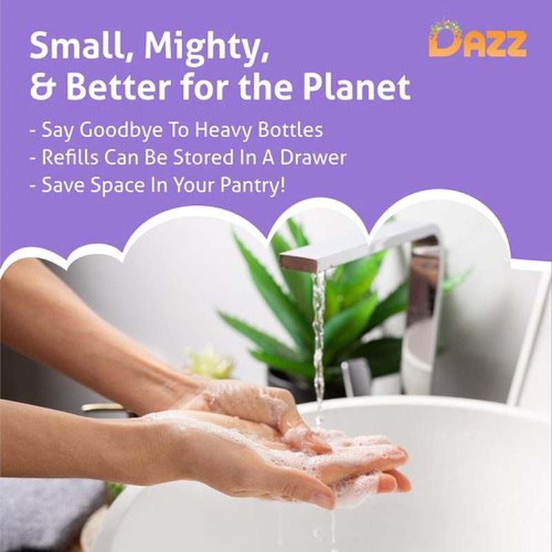 Dazz Foaming Hand Soap Refill Pack (4 Refill Tablet Packets) Hand Soap Refill, Naturally Safe & Non Toxic, Rich Lather Hand Wash, Eucalyptus Mint Scent (Foaming Pump Dispenser Required)