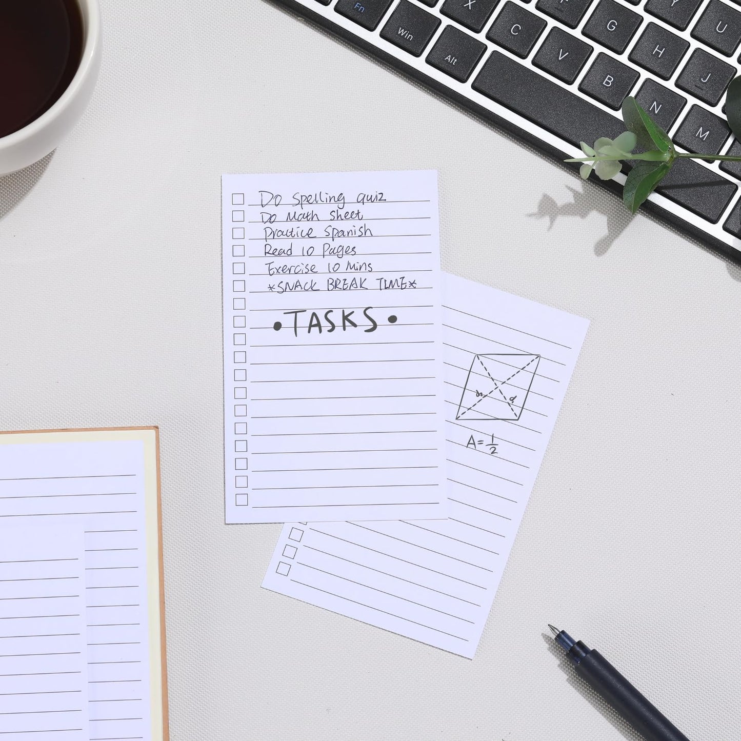 Vertical Ruled Index Cards 3x5 with Check Boxes,Double Sided Ruled Note Card for To Do Checklists, Heavy Weight Flash Cards for Studying,School, Home and Office - White,100 Pack