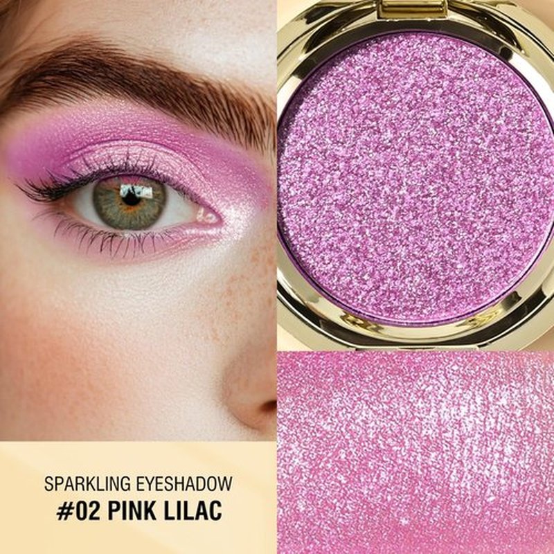 KYDA Single Puple Glitter Eyeshadow, Sparkling Pink Purple Eyeshadow, Pastel Purple Shimmer Pressed Powder Eyeshadow, High Pigment Eyeshadow Compact, Lightweight Blendable Eyeshadow, Pink Lilac