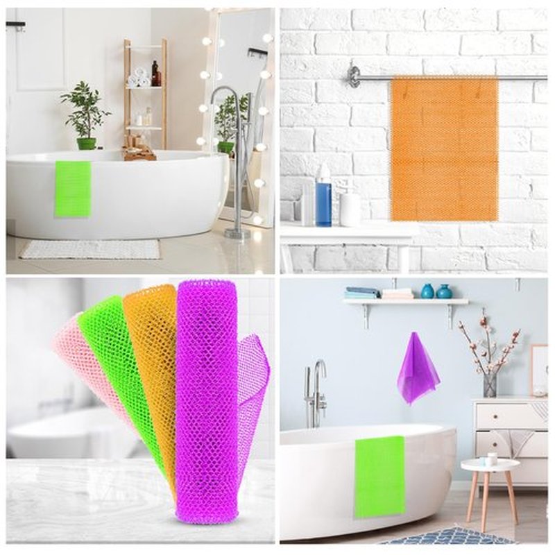 RIUOTA 4 Pieces African Bath Sponge African Net Long Net Bath Sponge Transform Your Shower Routine with African Bath Sponges for Exfoliated, Silky Smooth Skin (Purple, Pink, Green, Orange)