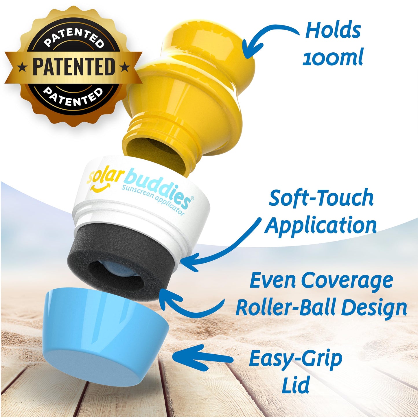 Solar Buddies Sunscreen Applicator - Blue & Green Duo - BPA-Free Refillable Roll on Sponge Sunscreen, Suncream & Lotion Applicator For Kids, Adults & Families - Holds 3.4fl oz, Perfect Size for Travel
