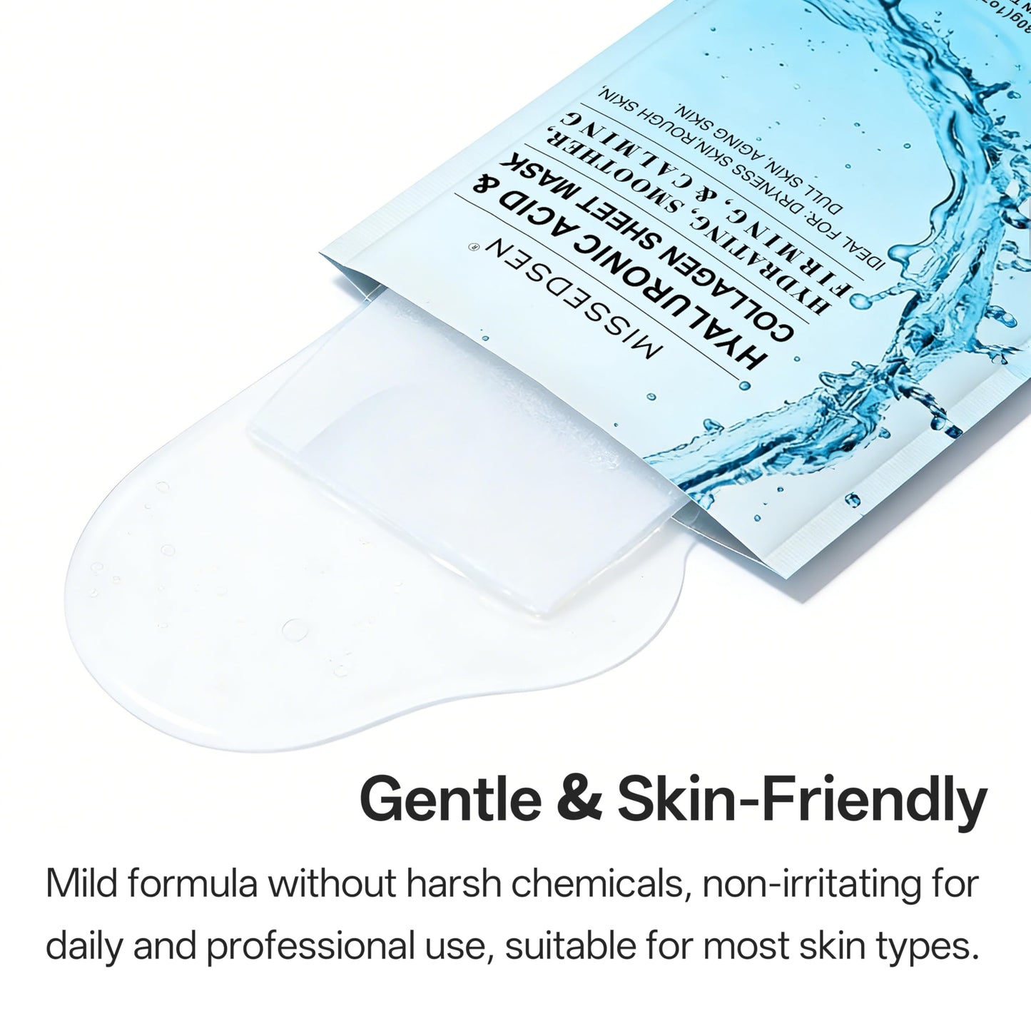 MISSEDSEN Collagen Face Mask with Hyaluronic Acid, Vitamin E Oil for Skin Care Hydrating, Moisturizing, Brightening & Anti Aging Face Masks Skincare for Oil, Dry, Acne, Sensitive All Skin Types 12PCS