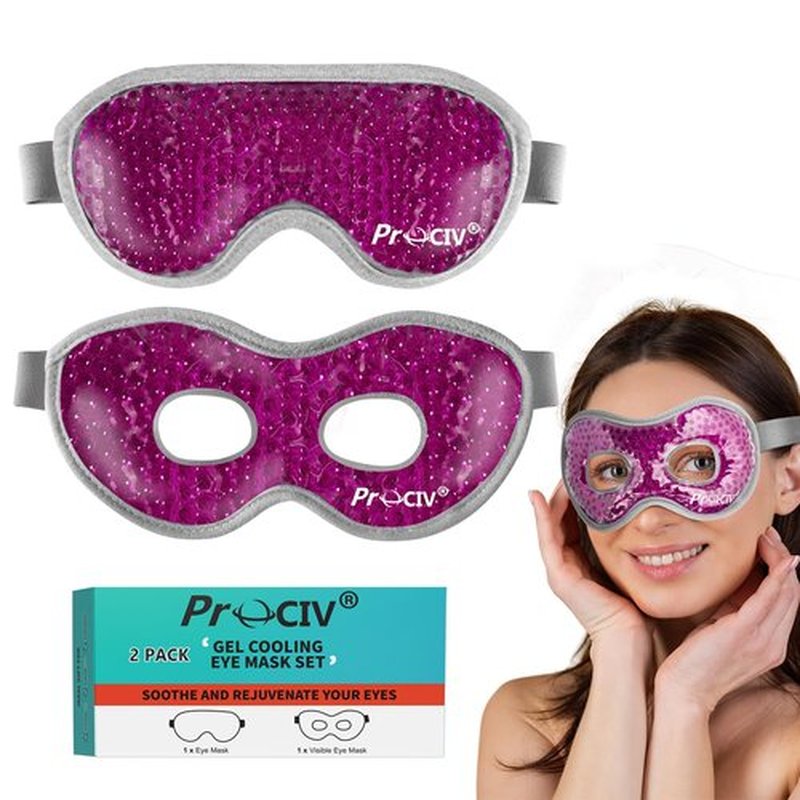 2PCS Cooling Eye Mask - Gel Eye Mask Reusable Gel Beads Hot Cold Compress with Velvet Plush Cold Eye Mask for Dark Circles Puffiness Dry Eye Headache for Men Women Sleeping Ice Eye Mask (Rose Red)