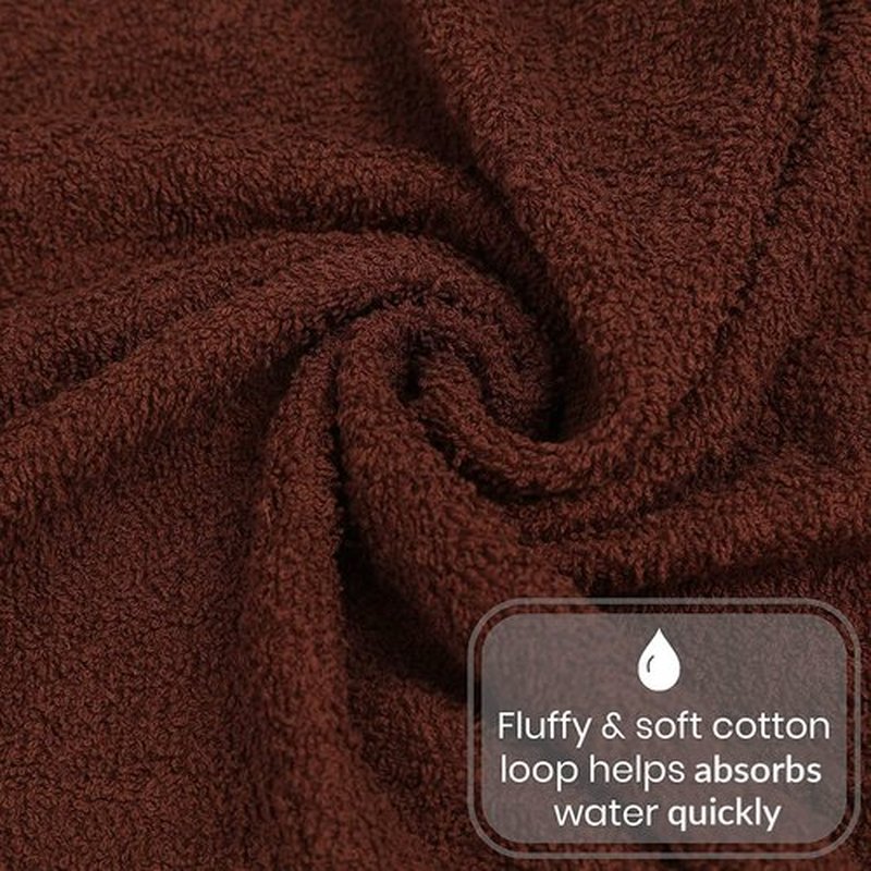 GOLD TEXTILES 100% Cotton Washcloth - 12 Pack | 13x13 inches | Brown - Ultra Soft, Highly Absorbent, Long Lasting and Quick Drying - Hotel & Spa Collection Cool Feel Fingertip Towels (12, Brown)