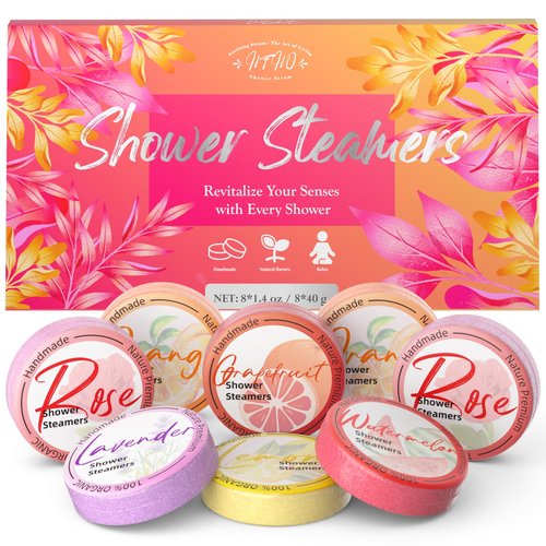 Shower Steamers Aromatherapy 8 Pack - Gifts for Women, Shower Bombs with Essential Oils, Self Care and Stress Relief Stocking Stuffers, Birthday Gifts for Women and Men. Revitalizing Blossom Style