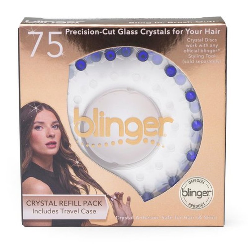 blinger Crystal Refill Pack | 5 Discs - 75 Precision-Cut Glass Crystals | Styling Tool not included | Cobalt 5 mm
