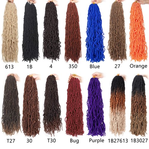 ZRQ 24 Inch 2Packs Purple New Faux Locs Goddess Soft Locs Crochet Braids Hair Curly Wavy Pre-Looped Synthetic Soft Locs Dreadlock Hair Extensions (24 Inch, 2Packs, Purple#)