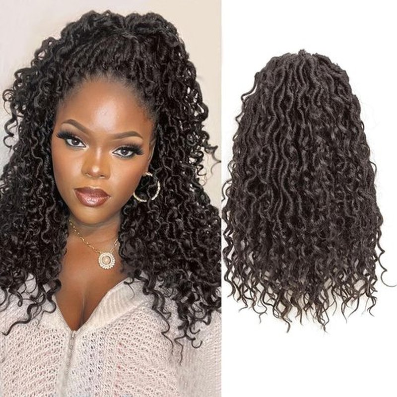Goddess Locs Crochet Hair 18 Inch 8 Packs Faux Locs Crochet Hair For Black Women Crochet Hair Pre Looped Crochet Faux Locs With Curly Ends River Locs Crochet Hair(18 Inch, #4)