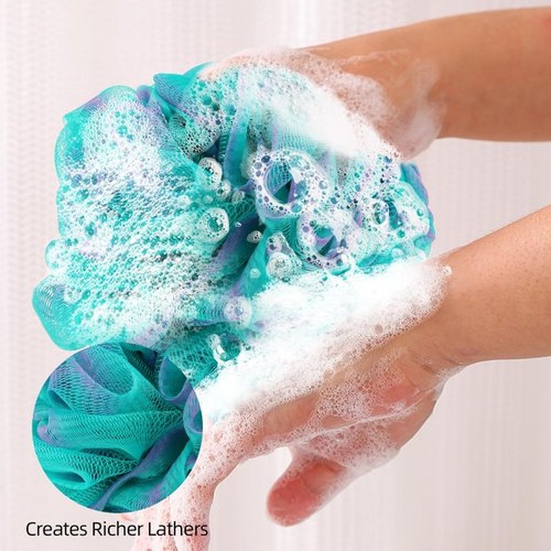 Fu Store Bath Sponges Shower Loofahs 70g Mesh Balls Sponge for Body Wash Bathroom Men Women - 4 Pack Scrubber Cleaning Loofah