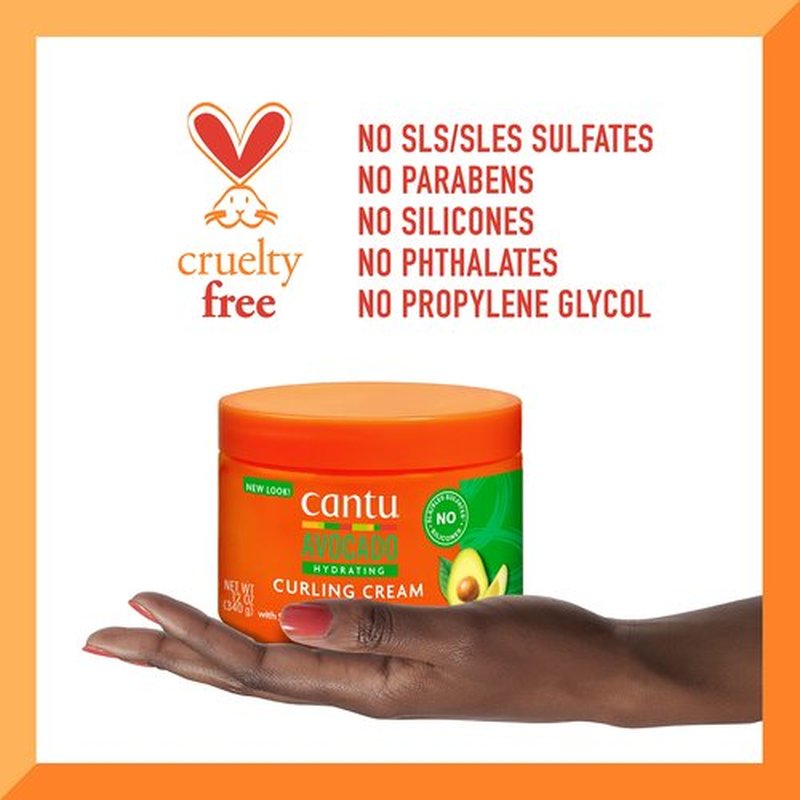 Cantu Avocado Silicone-Free Hydrating Curling Hair Styling Cream with Shea Butter, 12 Ounce (Packaging May Vary)