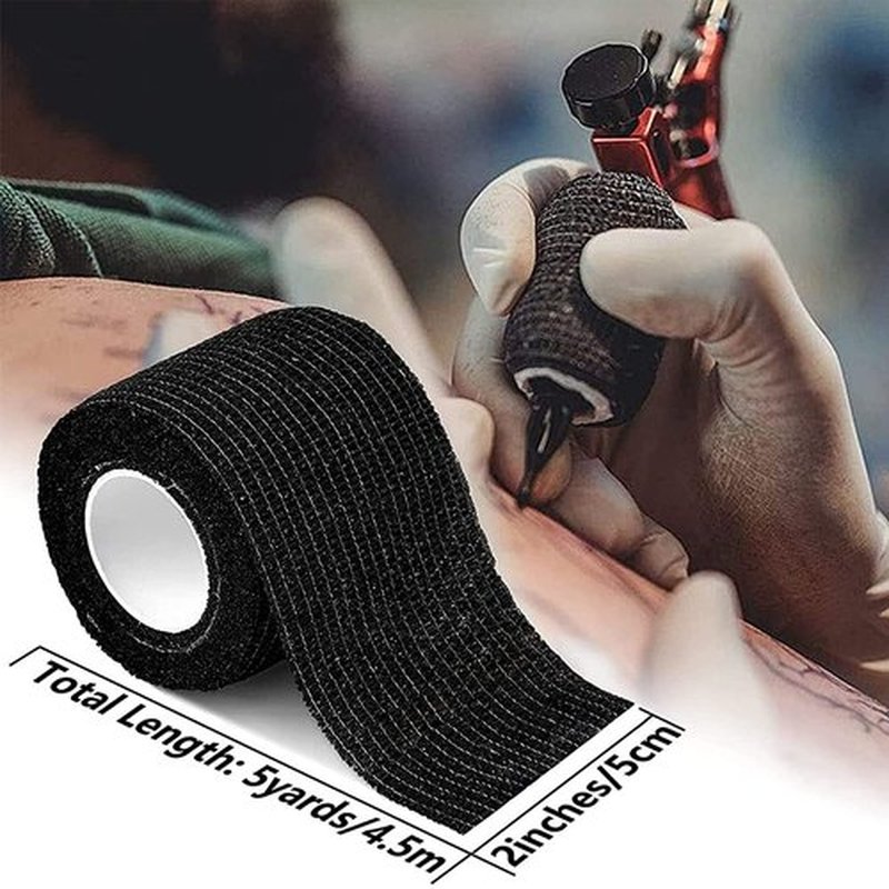 SOTICA 125PCS Tattoo Clip Cord Covers with 6PCS Tattoo Grip Tape - Tattoo Clip Cord Bgas Clip Cord Sleeves with Black Tattoo Grip Wrap Grip Cover Adhesive Tape for Tattoo Supplies