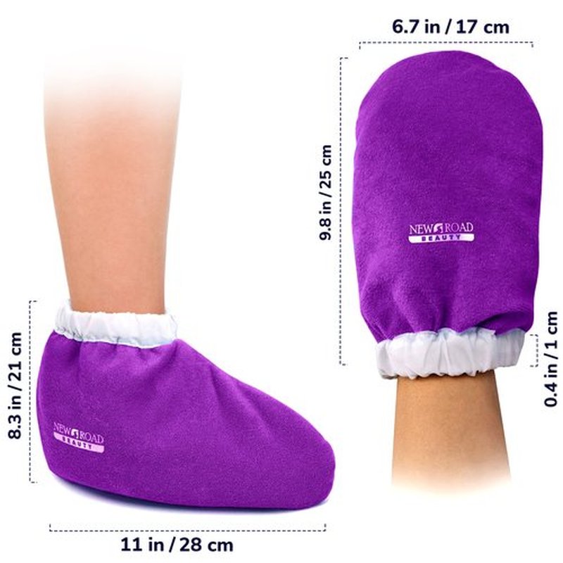New Road Beauty - Paraffin Wax Mitts for Hand and Foot, Thick Heat Therapy Insulated Terry Cloth for Paraffin Treatments, Use For Pedicure Foot Spa - Purple