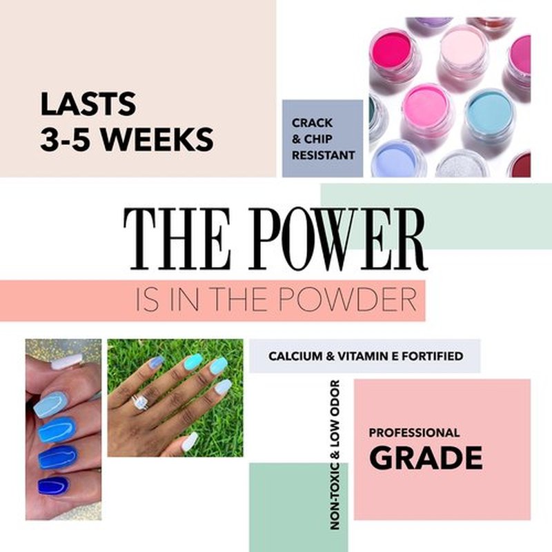 Revel Nail Dip Powder - Blue Powder Dip Nail Polish, Chip Resistant Dip Nail Powder with Vitamin E and Calcium, DIY Manicure, Bliss