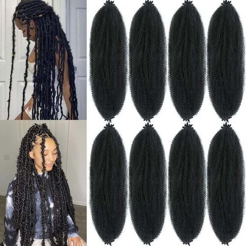Parceria 30 Inch Springy Afro Twist Hair 8 Packs Marley Twist Braiding Hair Pre-fluffed Spring Twist Hair for Women Afro Twist Hair Marley Hair for Faux Locs (30 Inch (Pack of 8), 1B# Marley Twist)