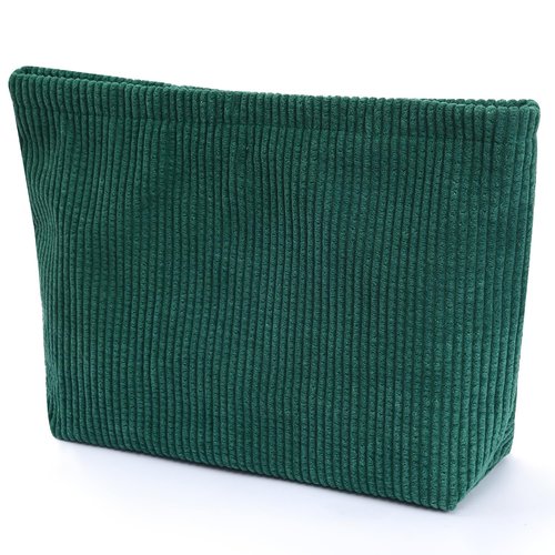 Wudimeitt Cosmetic bag Makeup bag Preppy Cute Corduroy Toiletry bag for women travel essentials (Green)