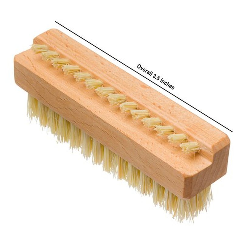 Redecker Natural Tampico Fiber Nail Brush with Oiled Beechwood Handle, Double-sided Design with Angled Bristles, 3-1/2-Inches