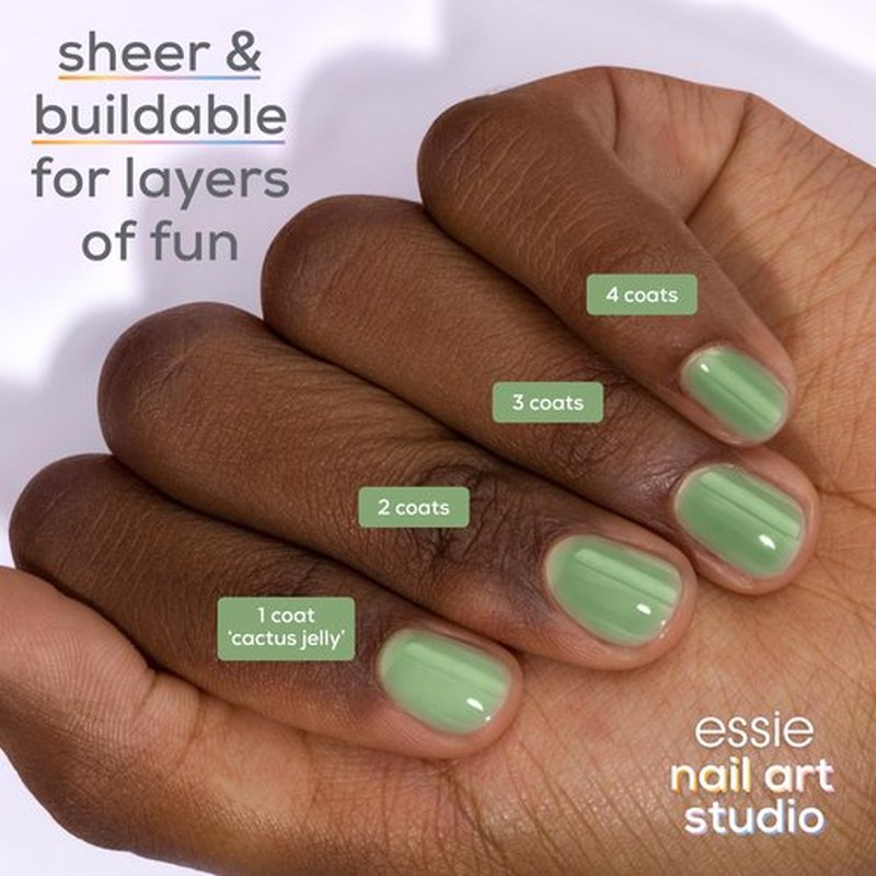 essie Nail Art Studio Jelly Gloss Nail Polish, Vegan, Sheer Green Nail Polish, Cactus Jelly, 0.46 Fl Oz
