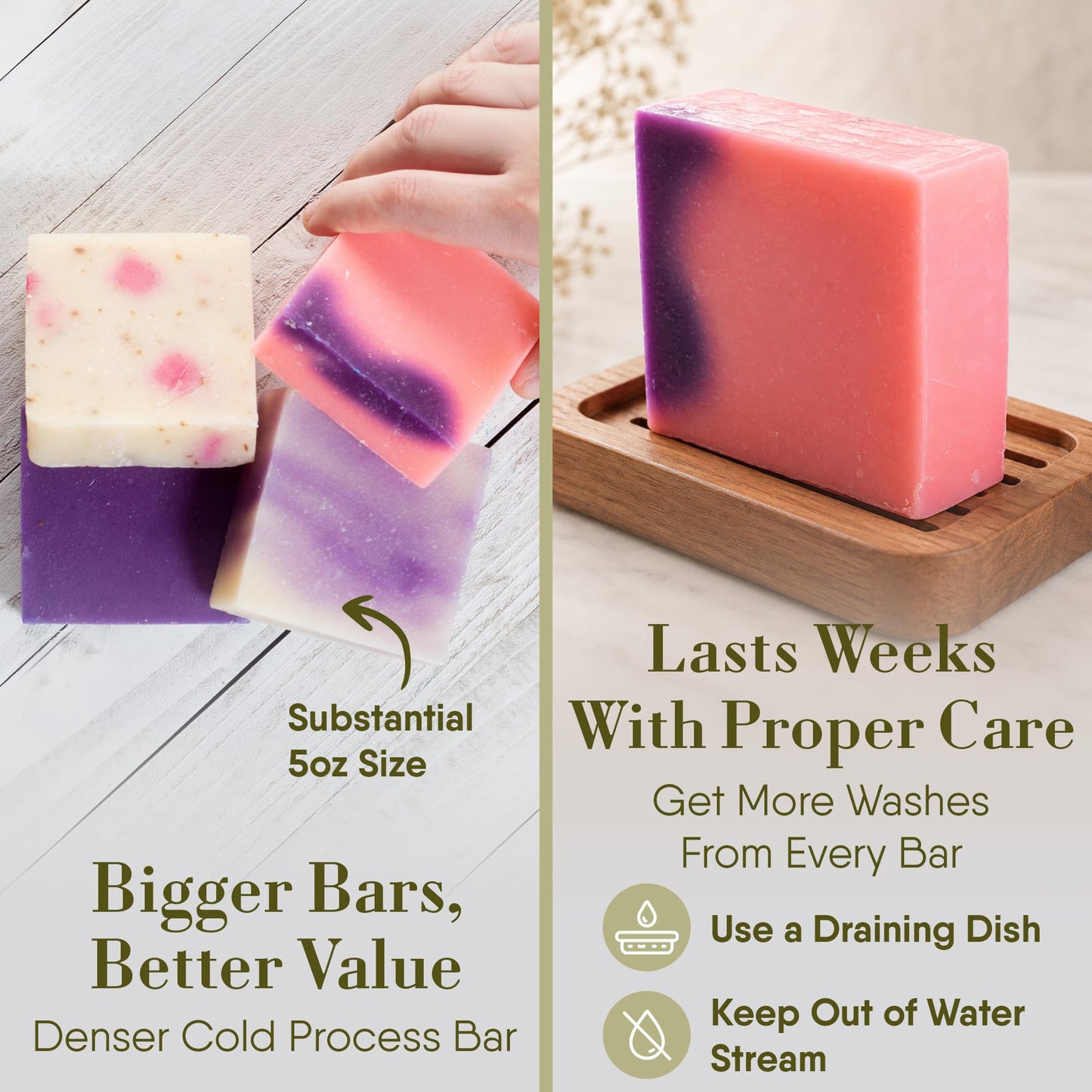 360 Feel - Floral Bar Soap Set - Made in the USA - Castile Handmade All Natural Cold Processed - Infused with Lavender, Lilac , Hydrangea & Petal Dance - Moisturizing Skin Care - (5oz, 4-Pack)