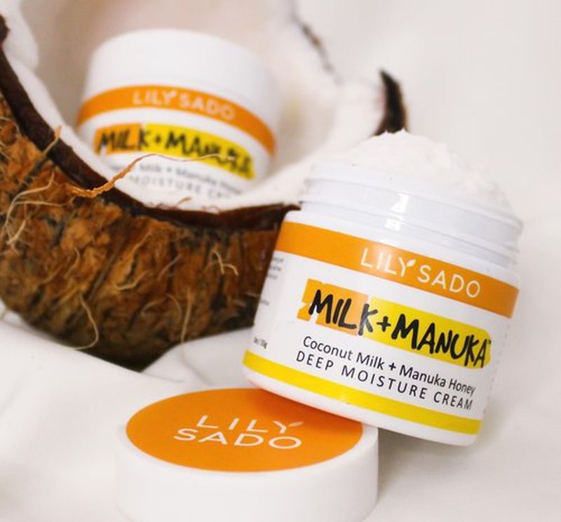 LILY SADO MILK+MANUKA™ Coconut Milk and Manuka Honey Natural Face Moisturizer - Non Greasy Organic Facial Cream with Cocoa Butter and Gotu Kola - Amazing Anti-aging Formula