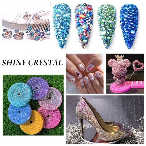 Rhinestones Novani Rhinestones for Crafts Glass Crystals Nail Rhinestones Flatback Nail Gems and Rhinestones for Nails Art Makeup Face Clothes Shoes Decoration DIY(SS8,1440pcs,Pink AB)