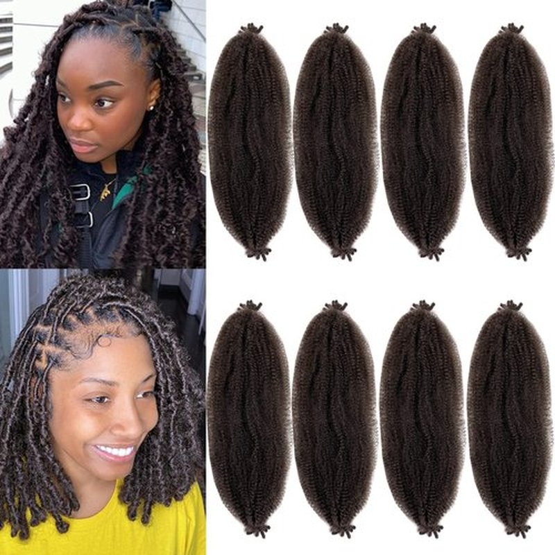 8 Packs Springy Afro Twist Hair 16 Inch Pre-Separated Spring Twist Hair for Soft Butterfly Locs Crochet Hair Dark Brown Marley Twist Braiding Extensions for Black Women(16 Inch, 4#)