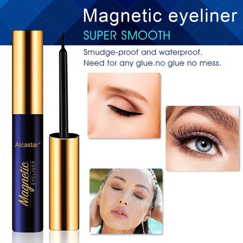 Alcastar Magnetic Eyelashes and Eyeliner Kit,Magnetic Eyelashes Natural Look,Magnetic Eyelash With Applicator,Reusable False Eyelashes Easy to Wear, No Glue Needed, Sweatproof,7 Pairs,(1 black+1brow)