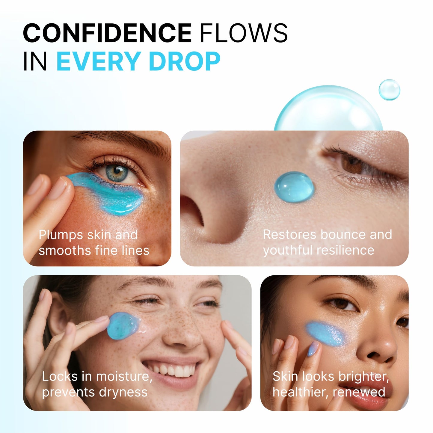 SkinHybrid Hydration Elixir | Gentle Hyaluronic Acid Serum for Face | Oil-Free Acido Hialuronico with Peptide Complex | Daily Deep Hydrating Serum for Face to Plump, Firm & Revive Dry Skin (30ml/1 oz)