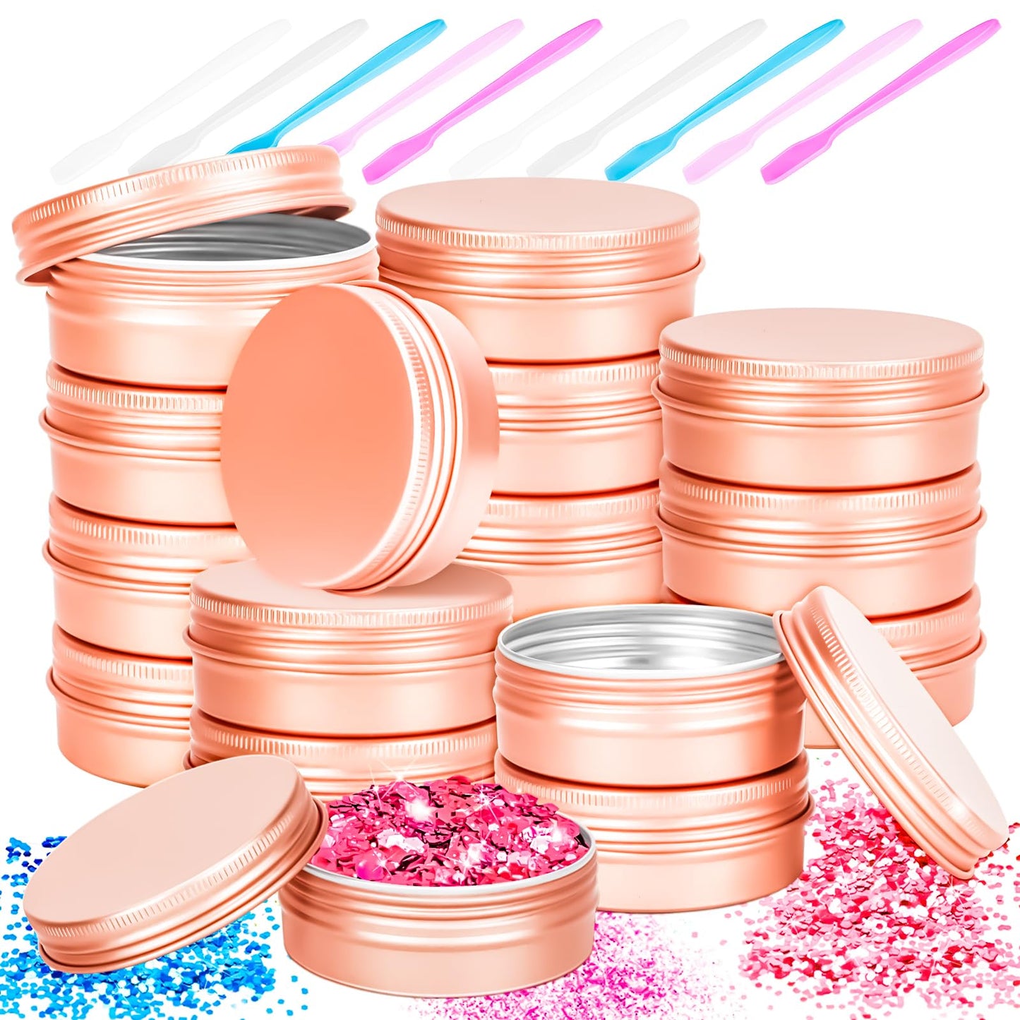 MotBach 16 Pack 2oz Tin Jars, 60ml Metal Tin cans, 2Ounce Aluminum tin can jar Containers with Screw Lid for Lotion Bars, Toiletries, Creams, Samples, Makeup Cosmetic, Spices, Salve, Balms, Beard Balm