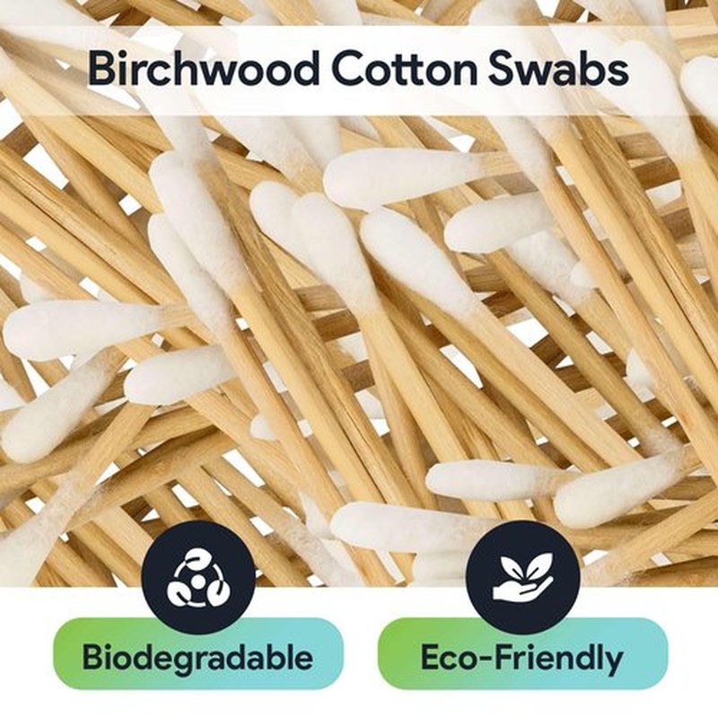 50 Biodegradable Long Cotton Swabs - 8 Inch Cotton Swabs for Ears - Long Q Tips Made From Birchwood and 100% Cotton - Lint Free