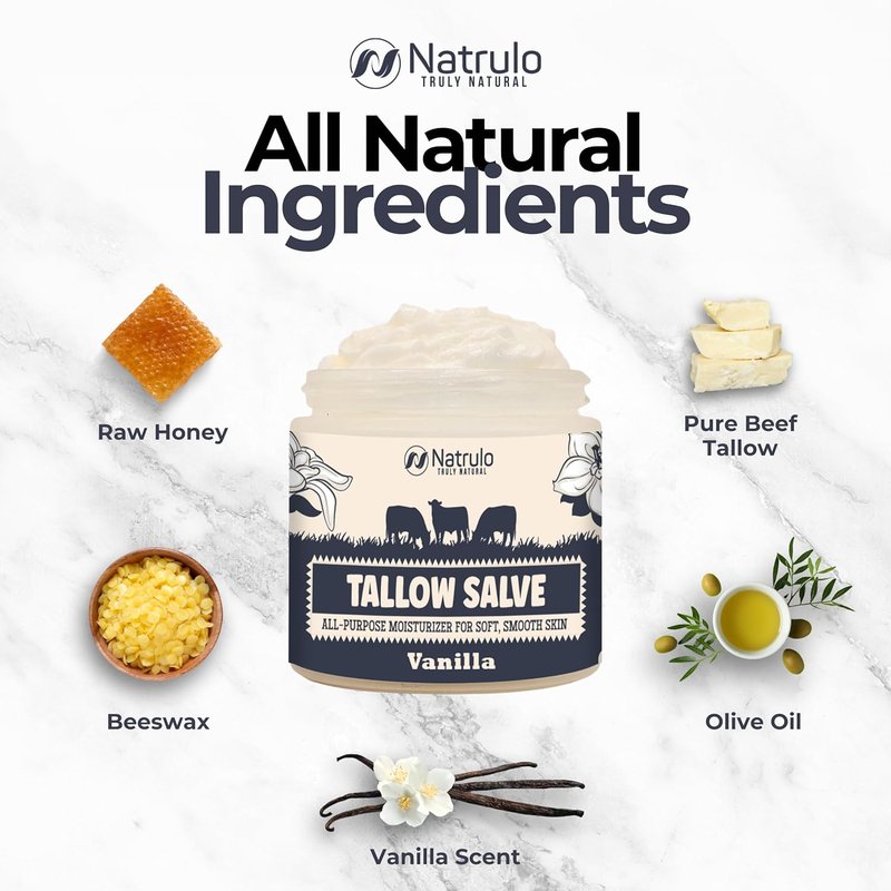 Beef Tallow Salve - All-Natural Grass-Fed Balm for Eczema & Dry Skin | Moisturizing Skin Repair Made in USA
