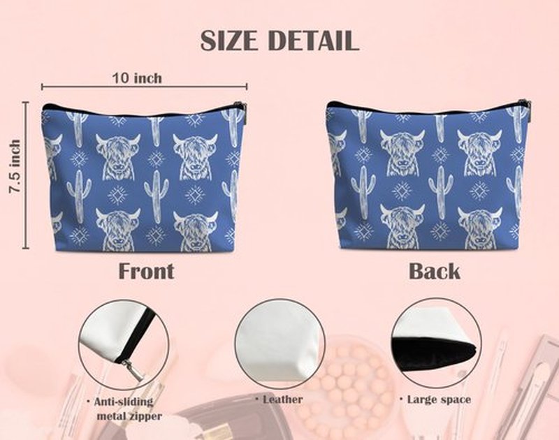 Lacosu Western Makeup Bag,Western Gifts For Women,Cow Makeup Bag,Cowgirl Stuff,Western Stuff For Women,Western Gifts,Cowgirl Gifts(Leather COW W)